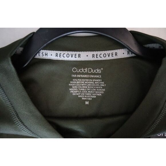 Cuddl Duds Mens Sz M Dk Olive Green Far-Infrared Enhance L/S Pajama Crewneck Tee - Picture 3 of 8